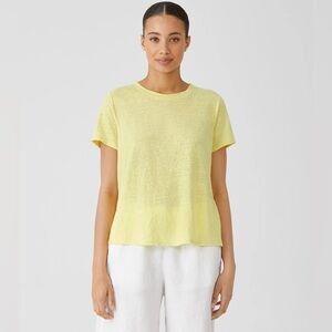 - NWT Eileen Fisher Organic Linen Jersey Crew Neck Tee